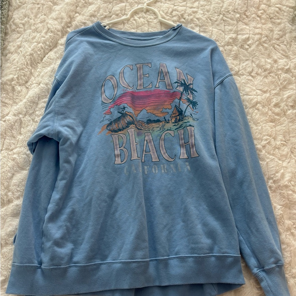 Pastel blue ocean beach Florida crewneck